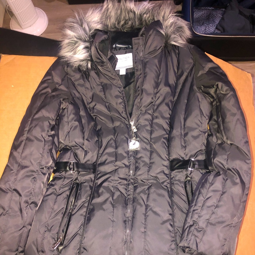 Nautica faux fur trim parka for women